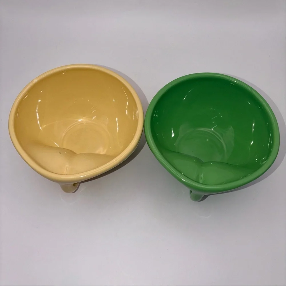 Vintage Elan McPherson Flavour Buddha Ceramic Green & Yellow Udon Bowls Mugs MCM